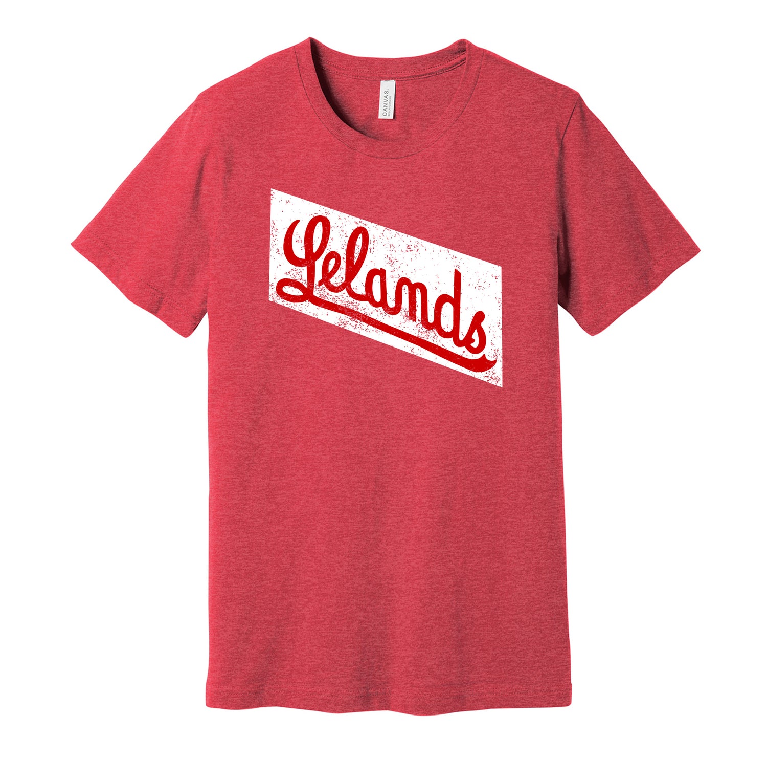 Chicago Leland Giants vintage distressed logo red t-shirt featuring the classic Negro League baseball team logo in a retro worn style by Hyper Than Hype Shirts.