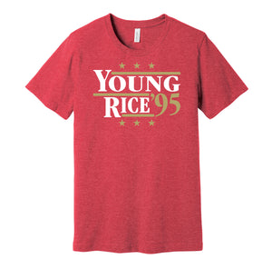 steve young and jerry rice 49ers fan retro red tshirt