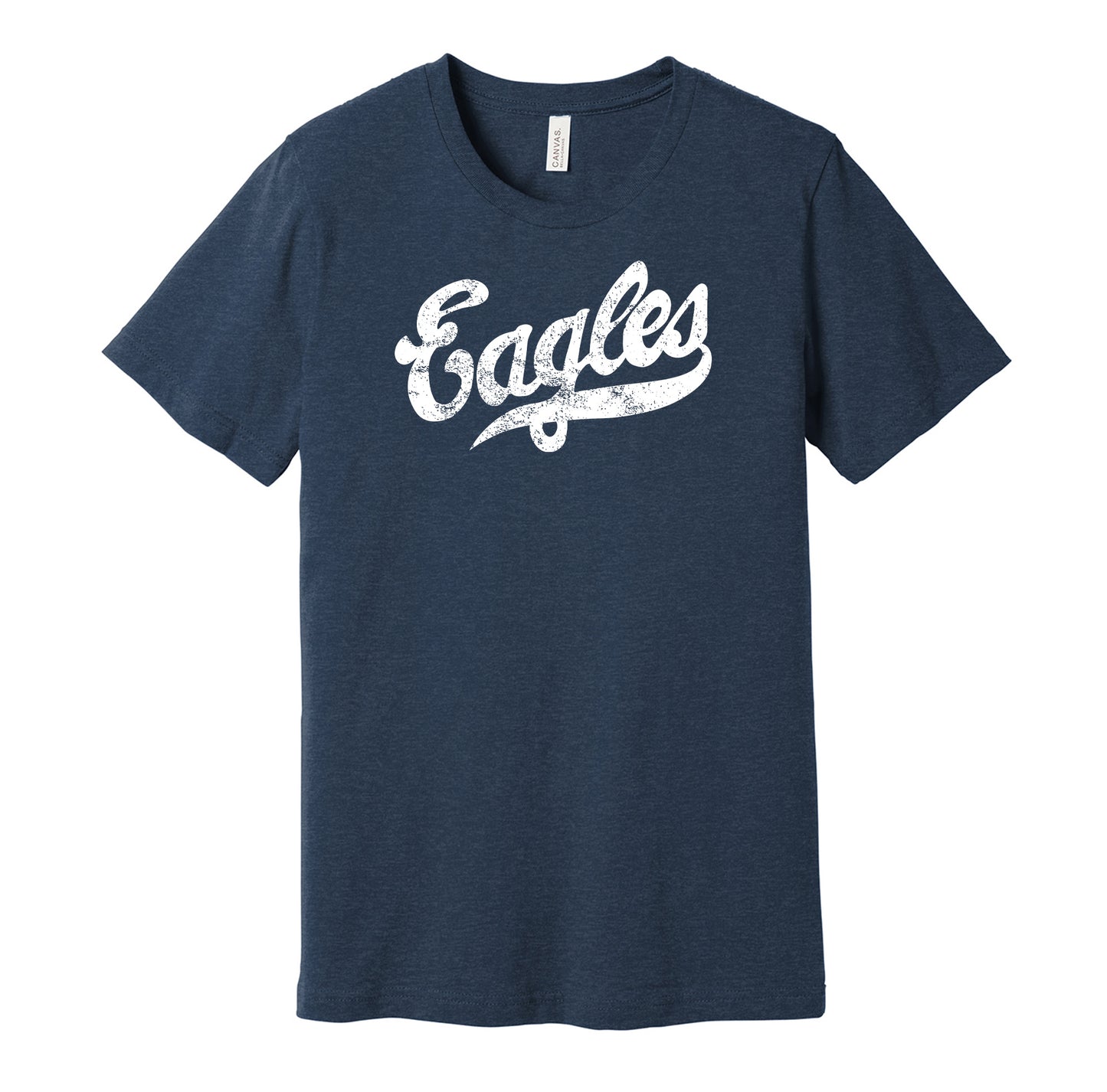 Eagles vintage distressed logo navy t-shirt featuring the classic Negro League baseball team text logo in a retro worn style by Hyper Than Hype Shirts.