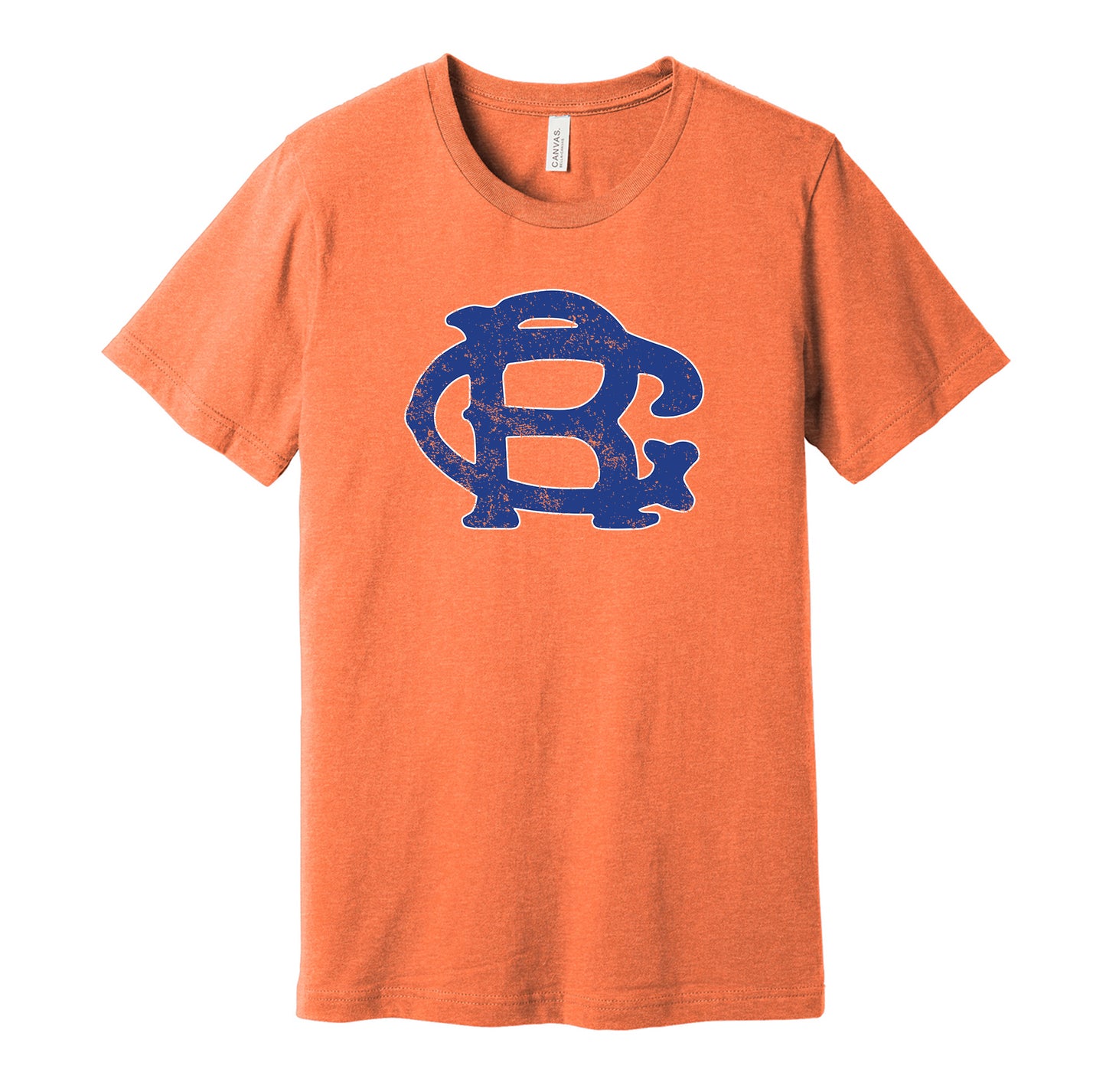 Brooklyn Royal Giants vintage distressed logo orange t-shirt featuring the classic Negro League baseball team logo in a retro worn style by Hyper Than Hype Shirts.