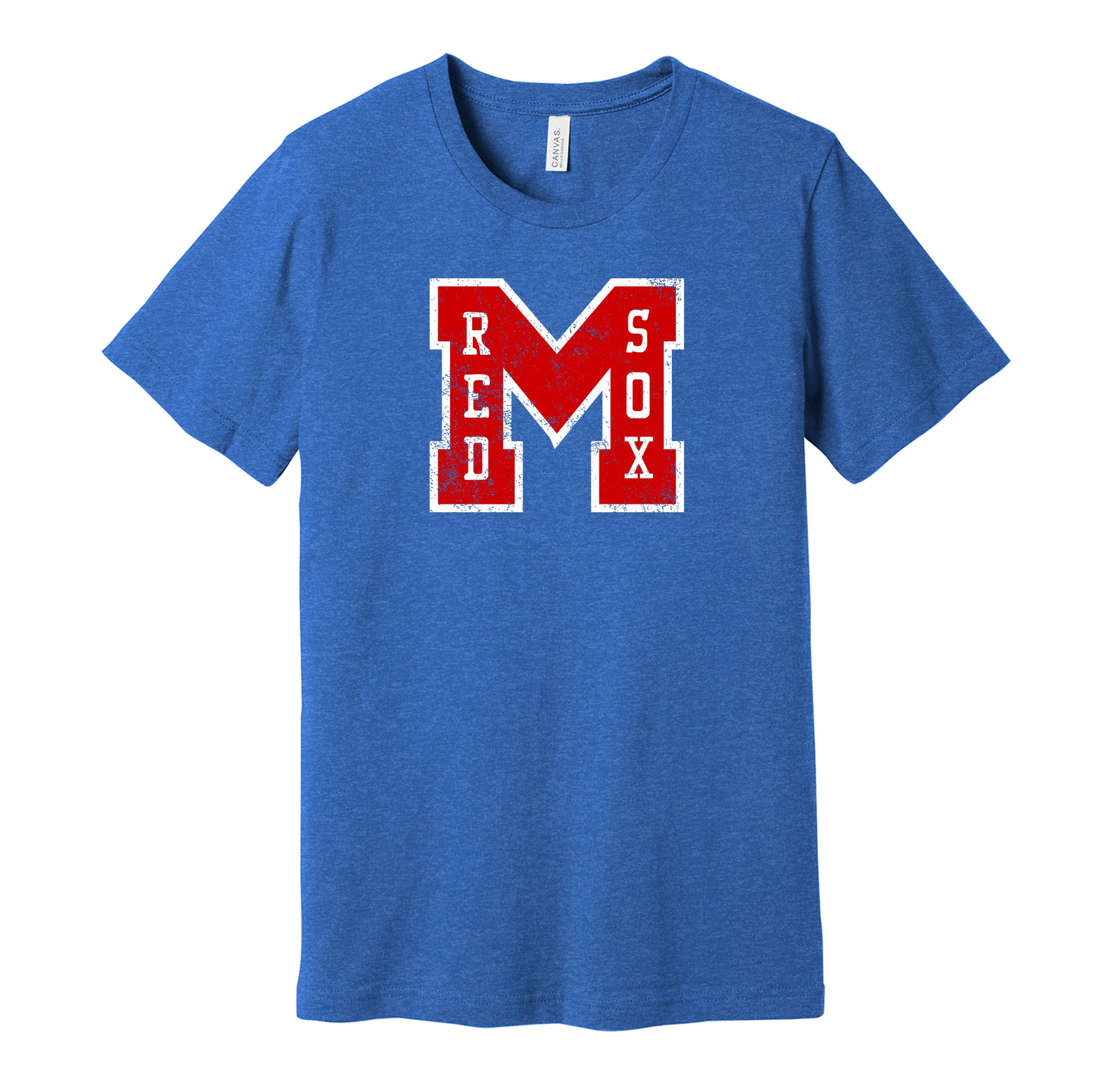 Memphis Red Sox vintage distressed logo blue t-shirt featuring the classic Negro League baseball team logo in a retro worn style by Hyper Than Hype Shirts.