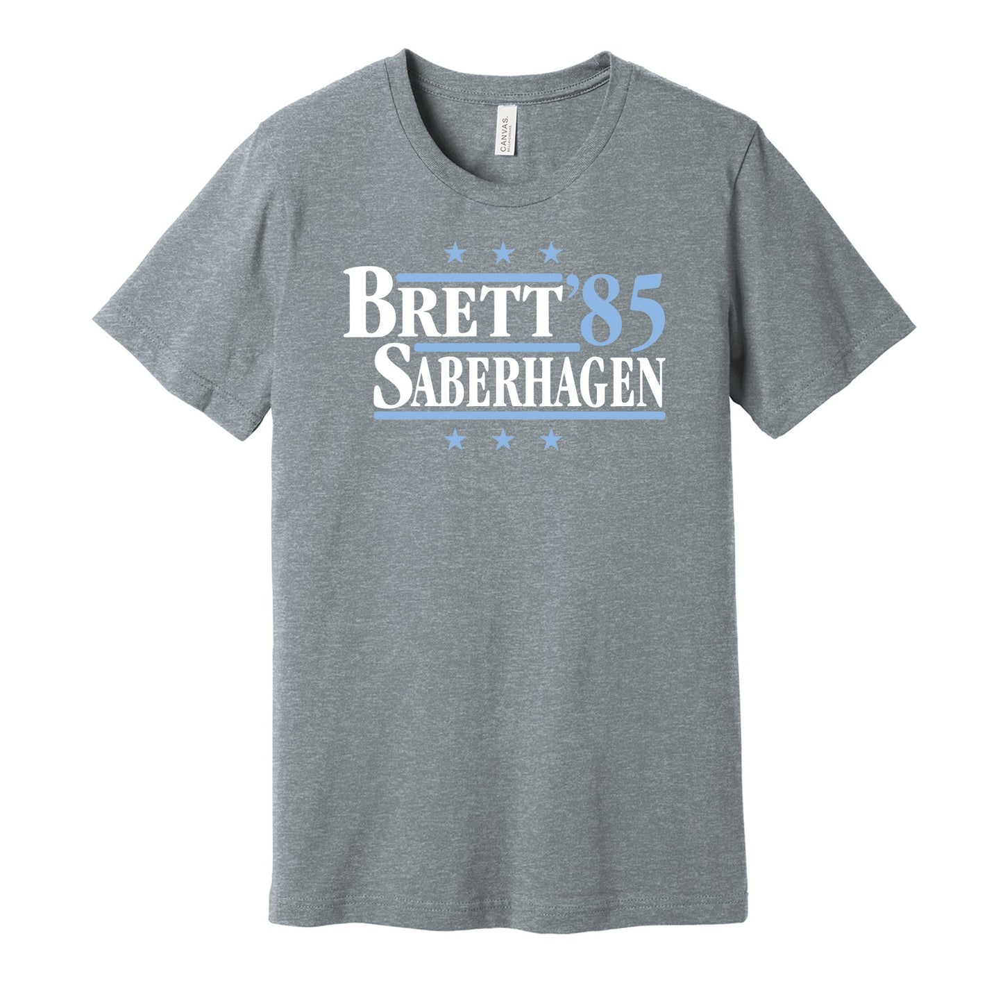 brett saberhagen 1985 royals retro throwback grey tshirt