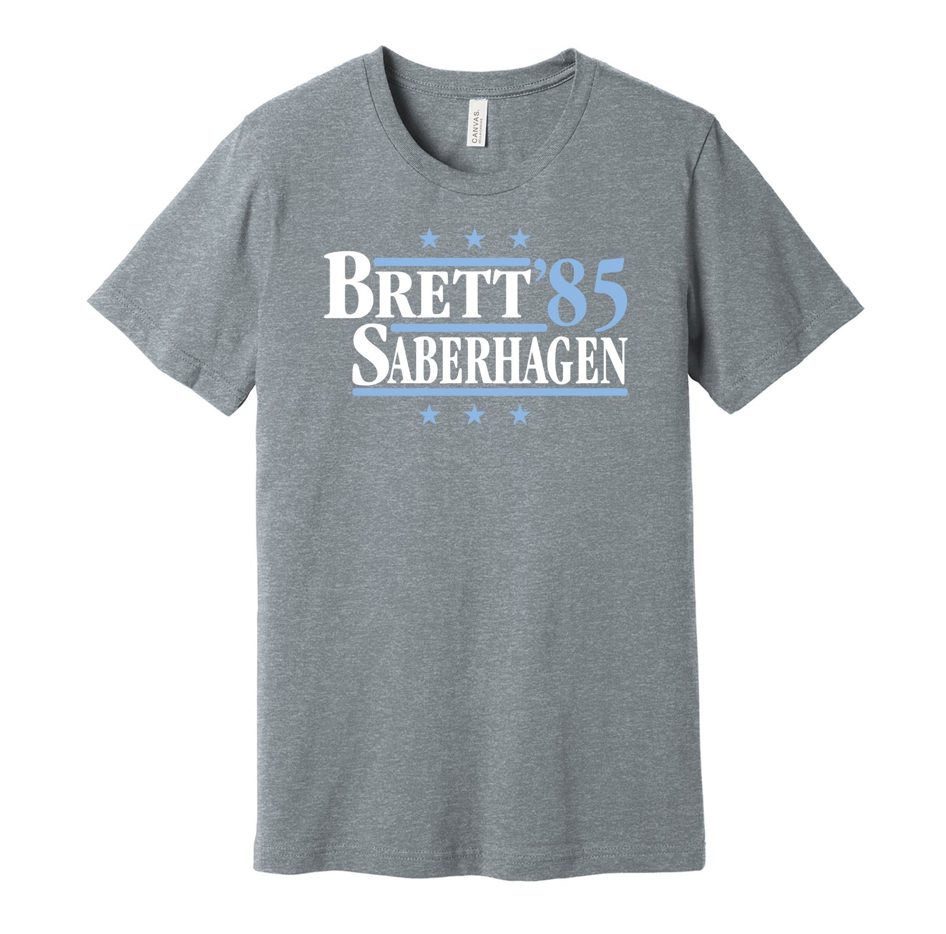brett saberhagen 1985 royals retro throwback grey tshirt