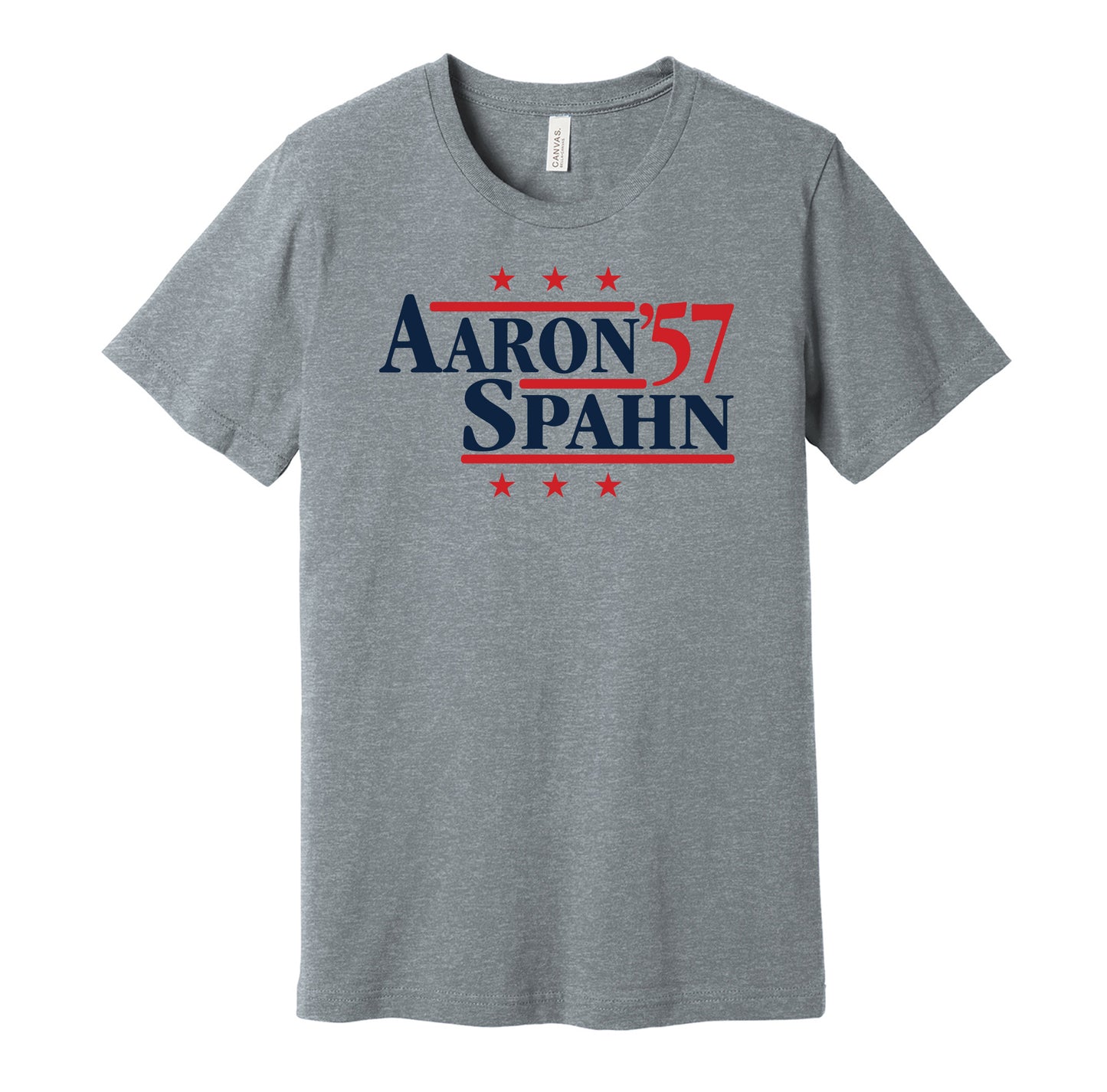 aaron spahn 1957 braves retro throwback grey tshirt