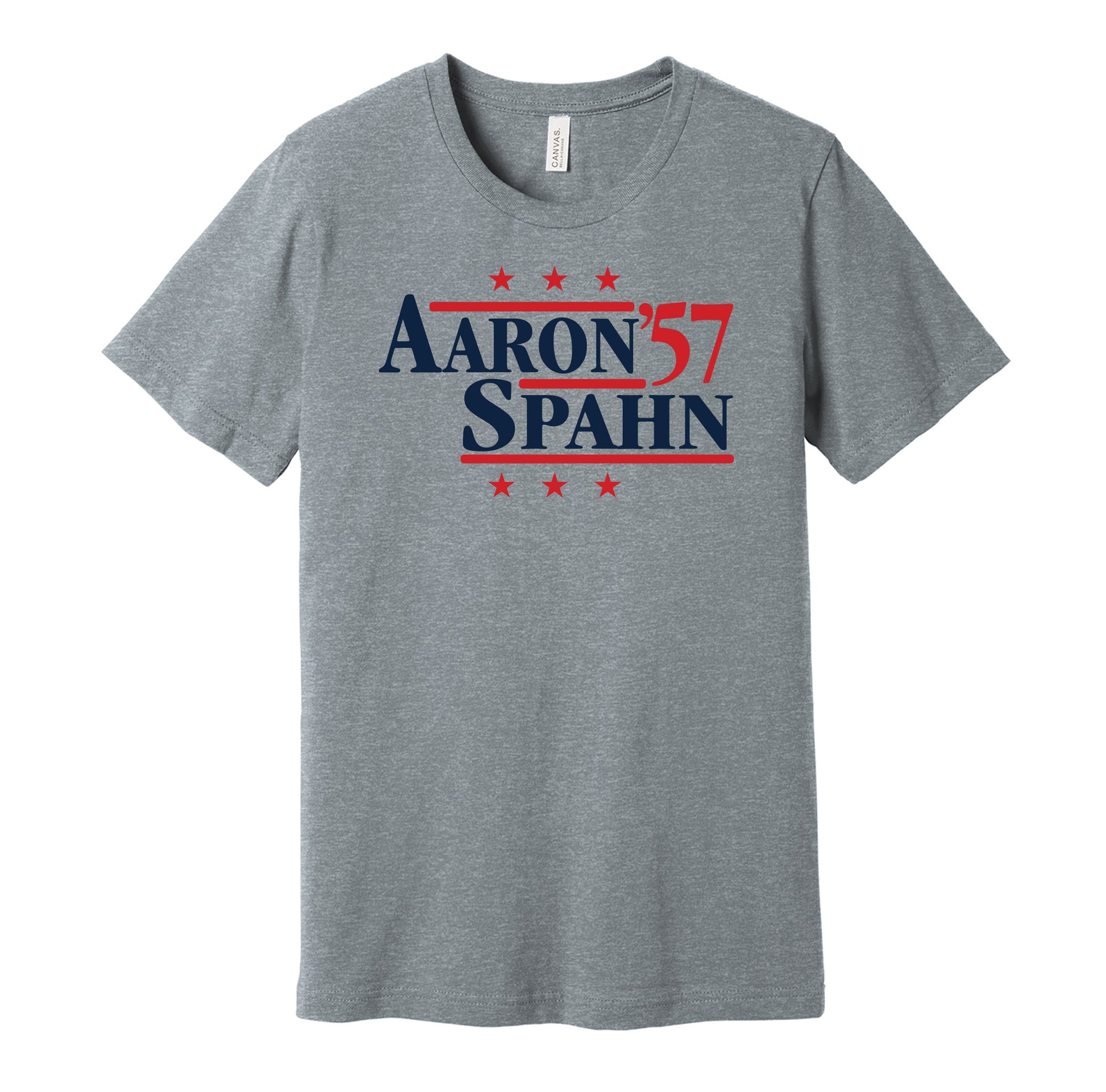 aaron spahn 1957 braves retro throwback grey tshirt