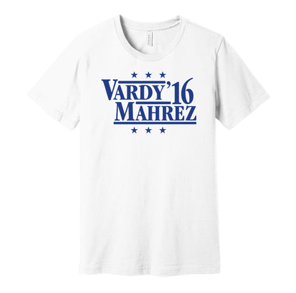 jamie vardy mahrez 2016 LCFC fan white shirt