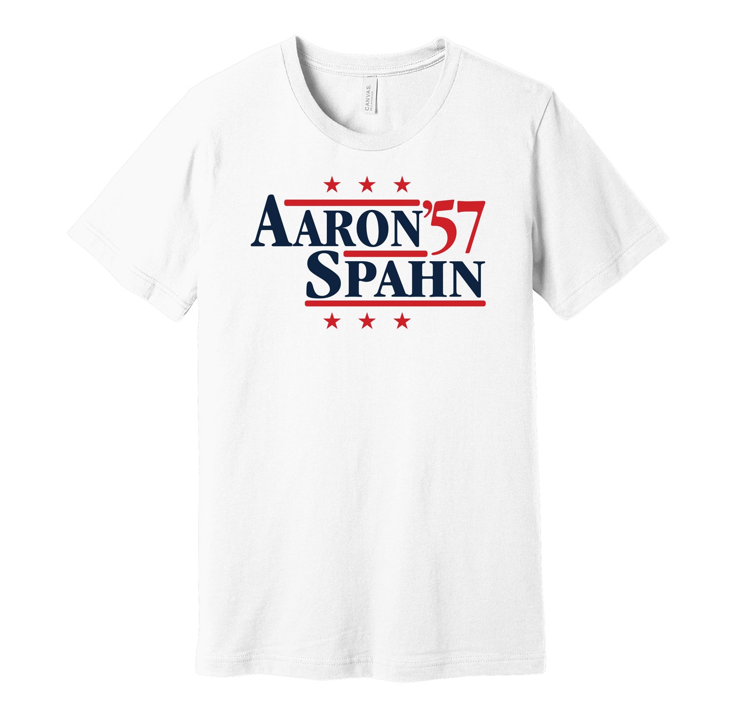aaron spahn 1957 braves retro throwback white tshirt