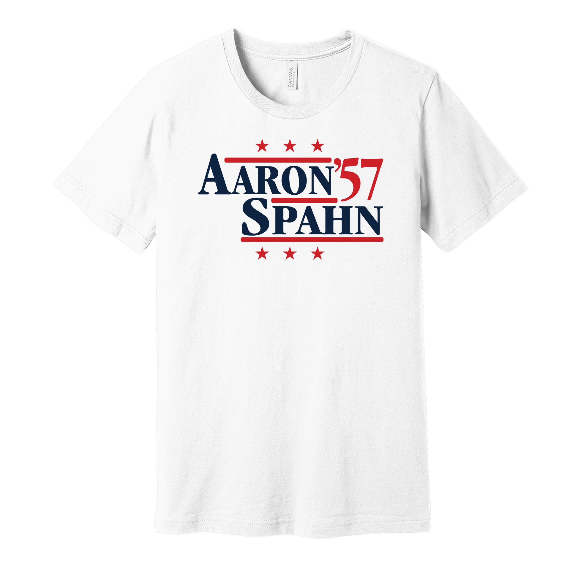 aaron spahn 1957 braves retro throwback white tshirt