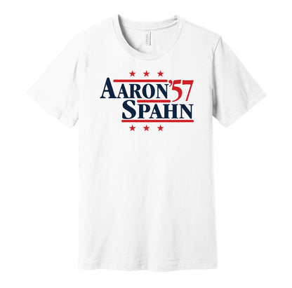 aaron spahn 1957 braves retro throwback white tshirt
