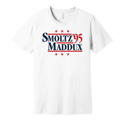 smoltz maddux braves 1995 retro throwback white tshirt