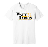 tj watt najee harris for president 2024 steelers fan white shirt
