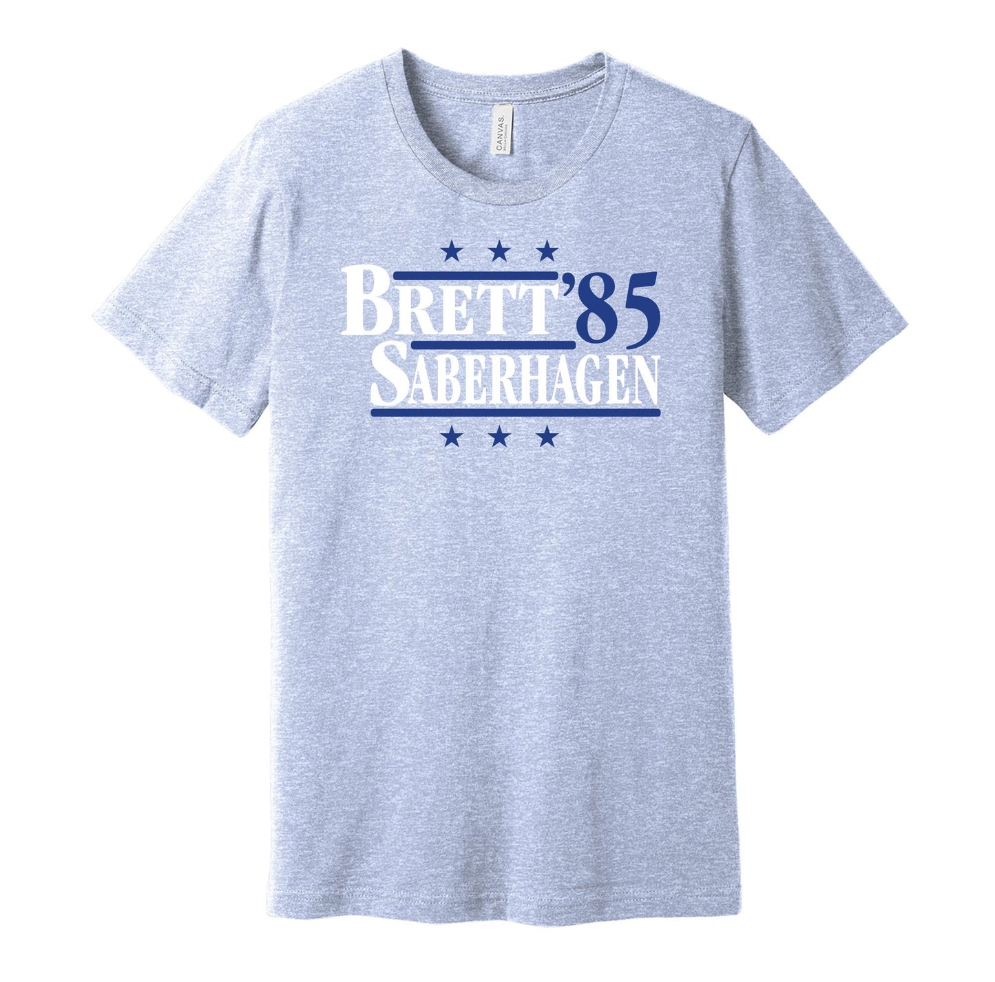 brett saberhagen 1985 royals retro throwback light blue tshirt