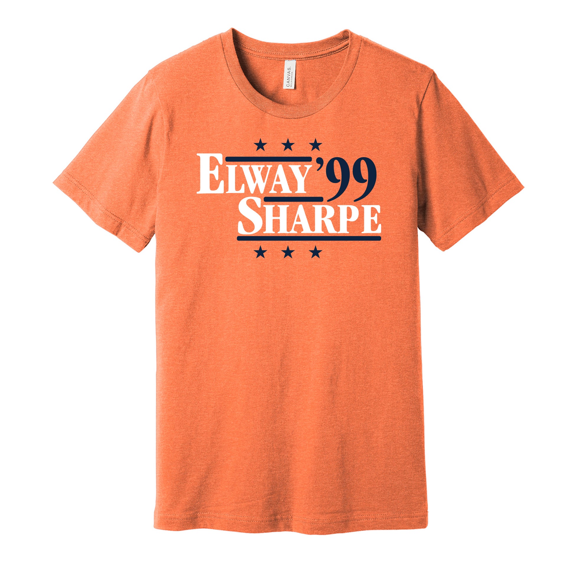 elway sharpe 1999 broncos retro throwback orange tshirt