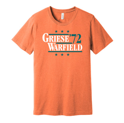 griese warfield 1972 dolphins retro throwback orange tshirt