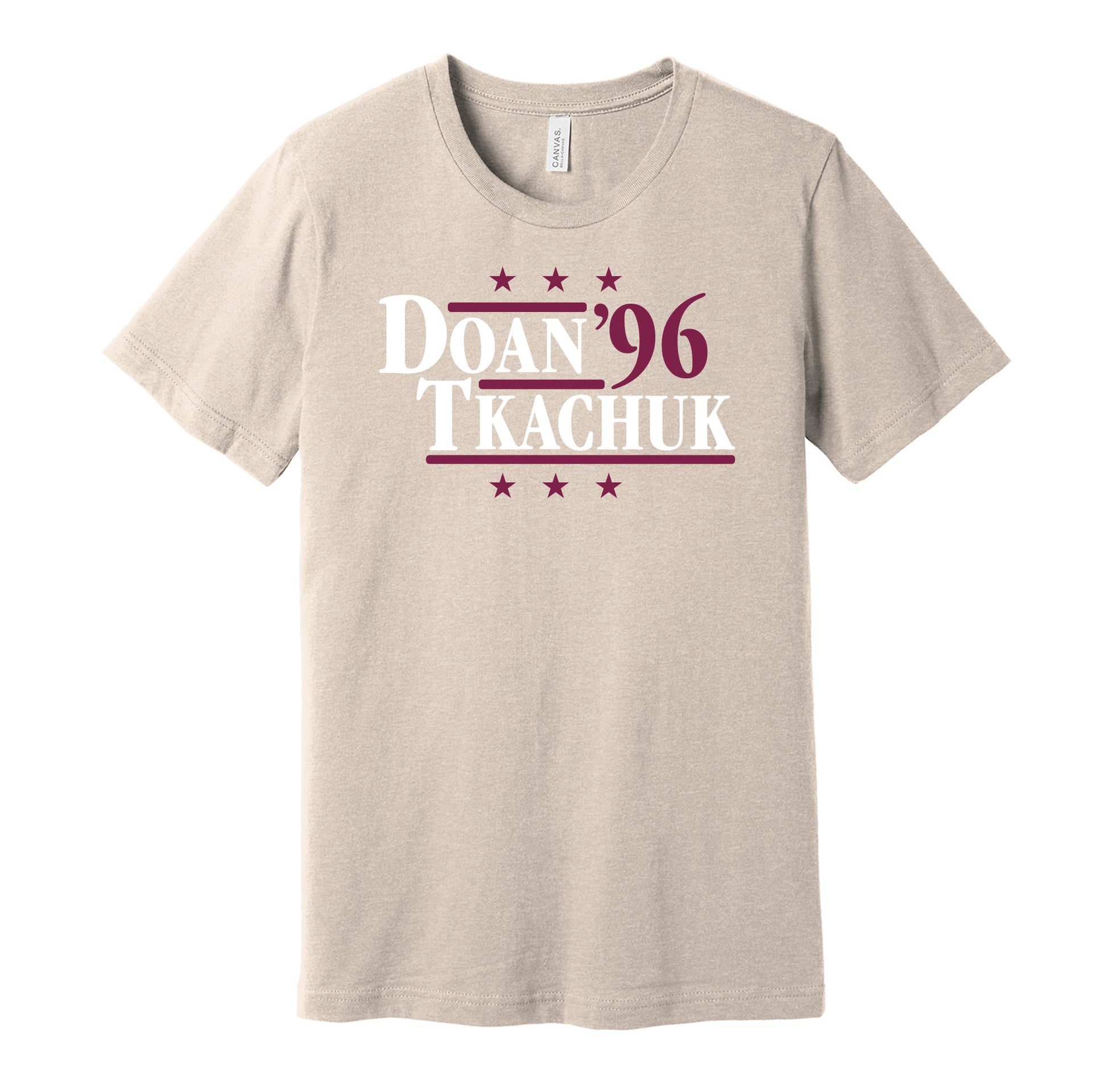 Arizona Coyotes retro political campaign parody sand t-shirt featuring Shane Doan and Keith Tkachuk '96, designed in a vintage election style by Hyper Than Hype Shirts.