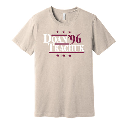 Arizona Coyotes retro political campaign parody sand t-shirt featuring Shane Doan and Keith Tkachuk '96, designed in a vintage election style by Hyper Than Hype Shirts.