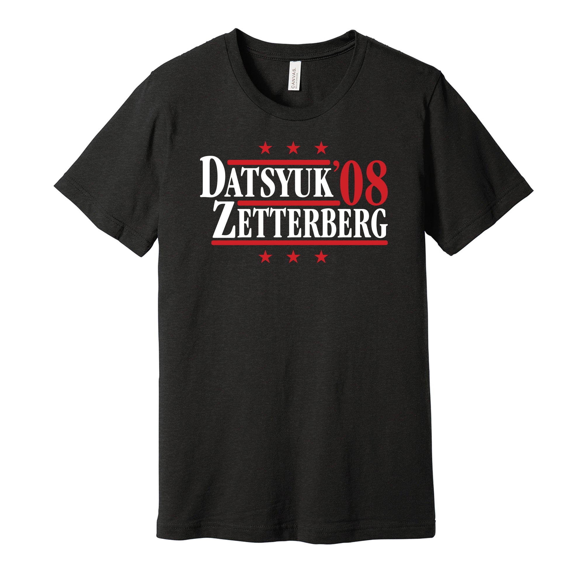 Datsyuk & Zetterberg '08 - Detroit Hockey Legends Political Campaign Parody T-Shirt - Hyper Than Hype Shirts M / White Shirt