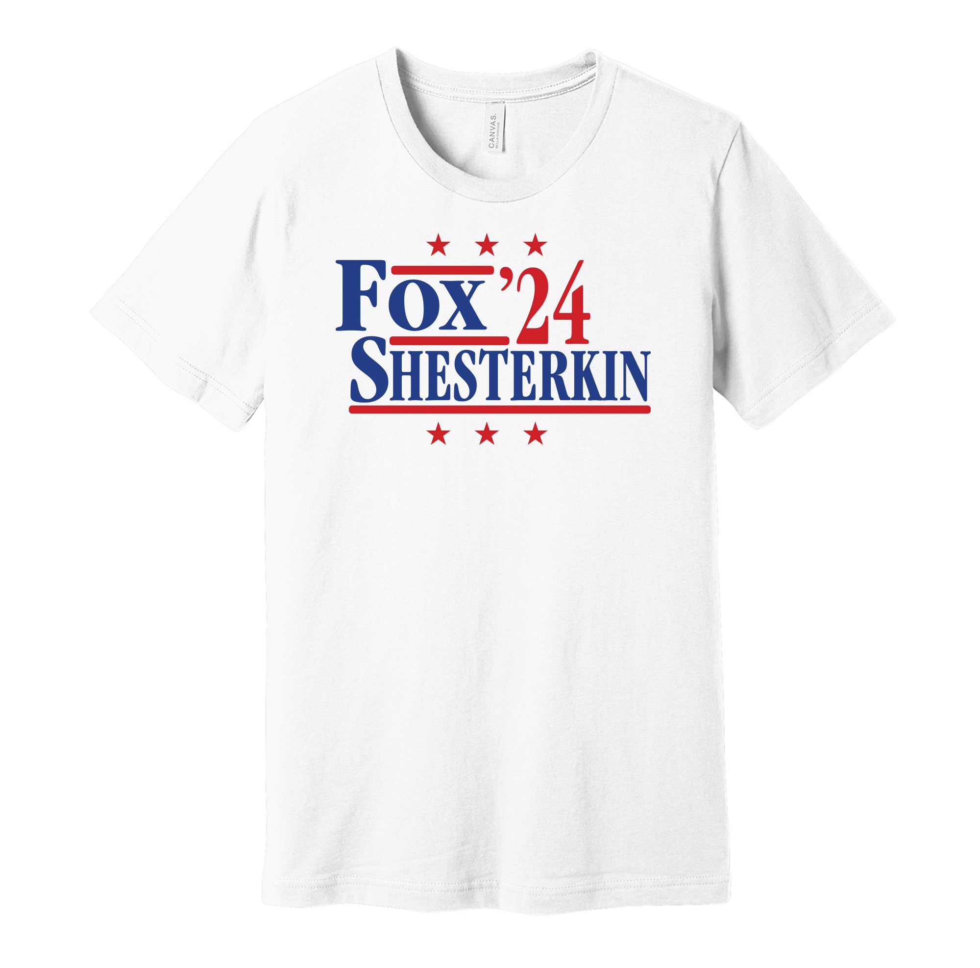 Fox & Shesterkin '24 - New York Hockey Political Campaign Parody T-Shirt - Hyper Than Hype Shirts XL / Blue Shirt