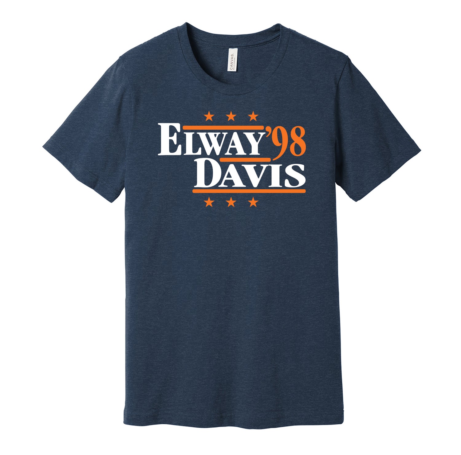 elway davis broncos retro throwback navy tshirt