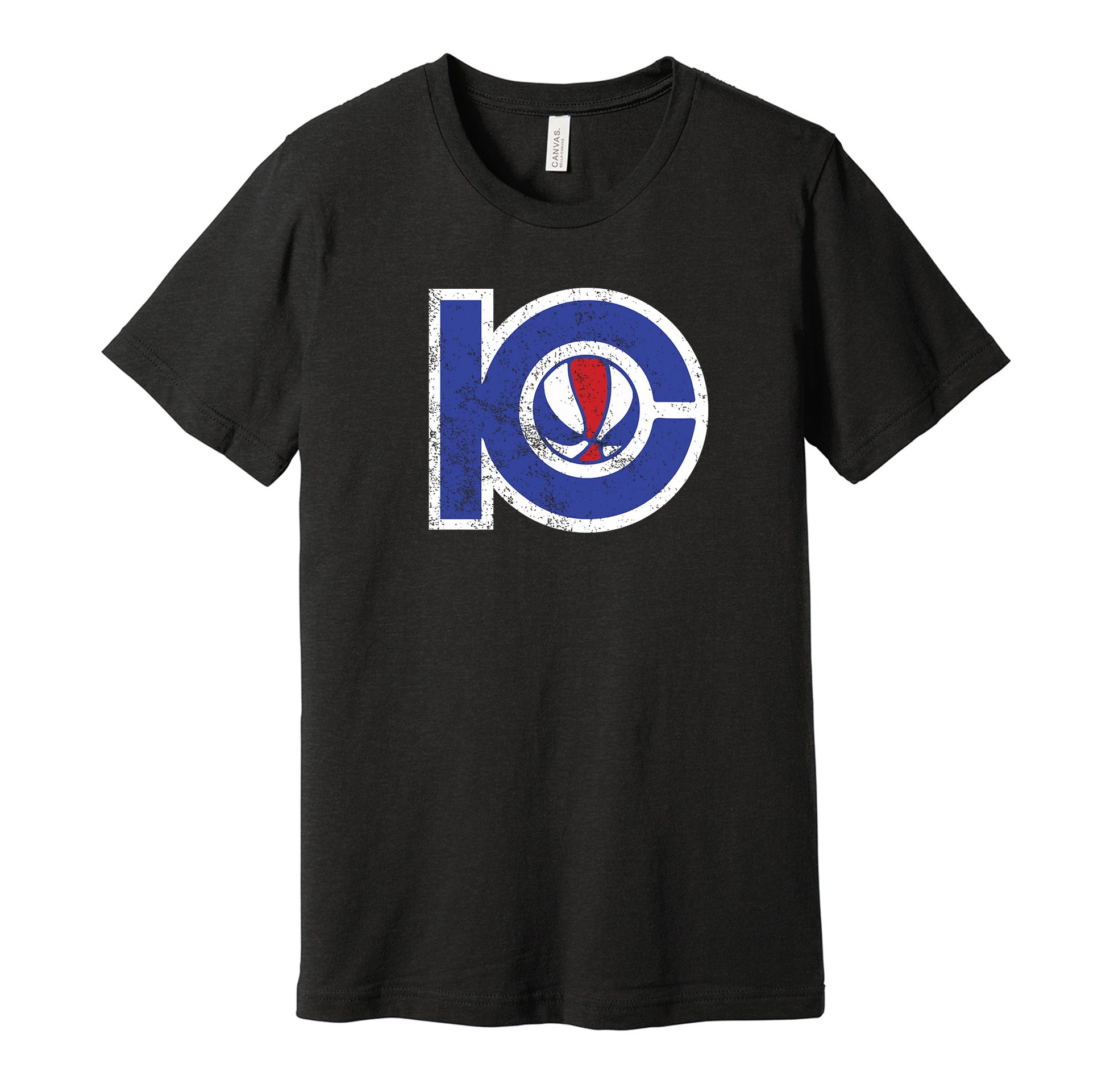 Kentucky Colonels vintage distressed logo black t-shirt featuring the classic ABA basketball team logo in a retro worn style by Hyper Than Hype Shirts.