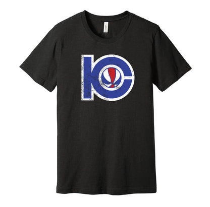 Kentucky Colonels vintage distressed logo black t-shirt featuring the classic ABA basketball team logo in a retro worn style by Hyper Than Hype Shirts.