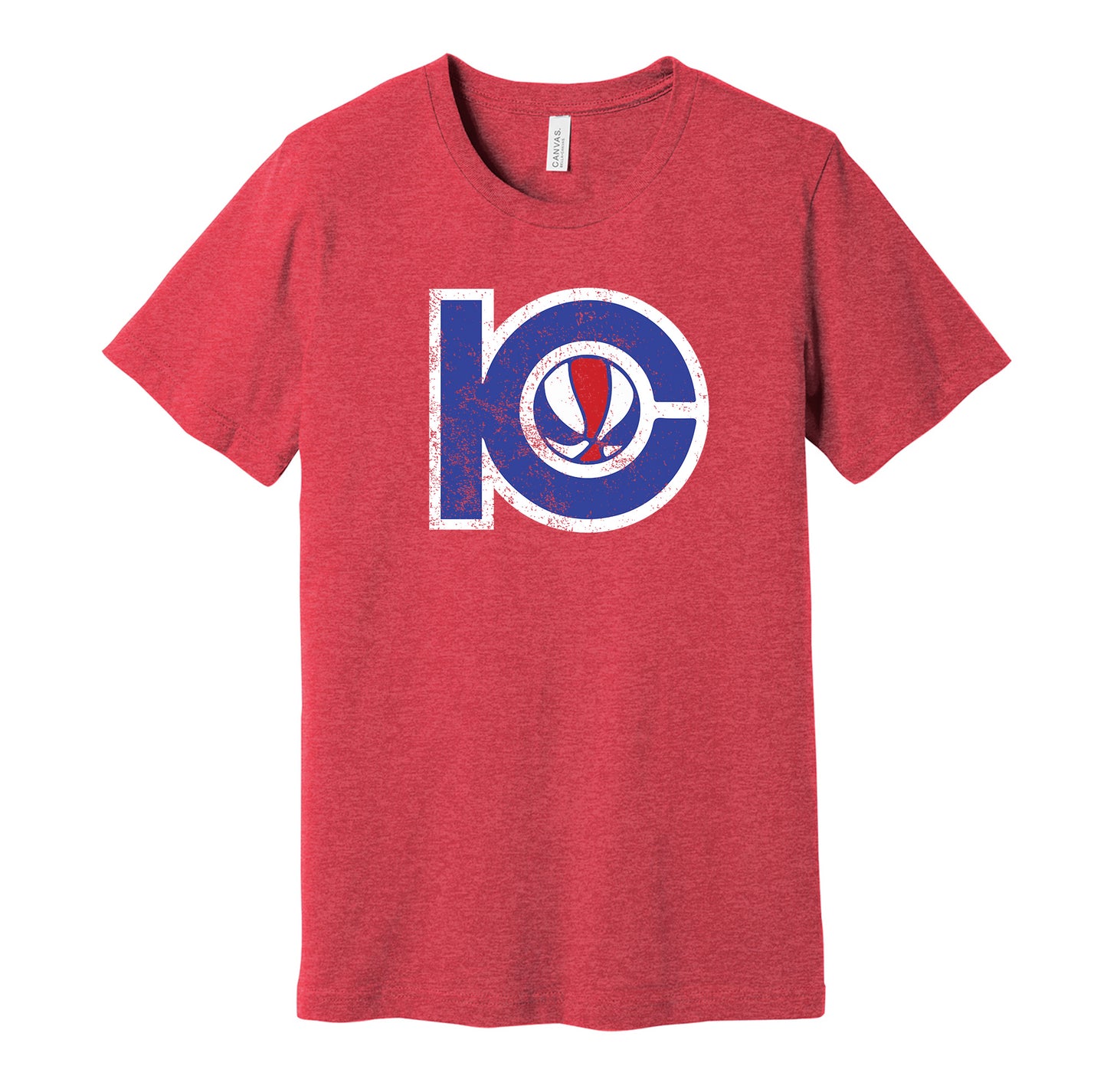Kentucky Colonels vintage distressed logo red t-shirt featuring the classic ABA basketball team logo in a retro worn style by Hyper Than Hype Shirts.