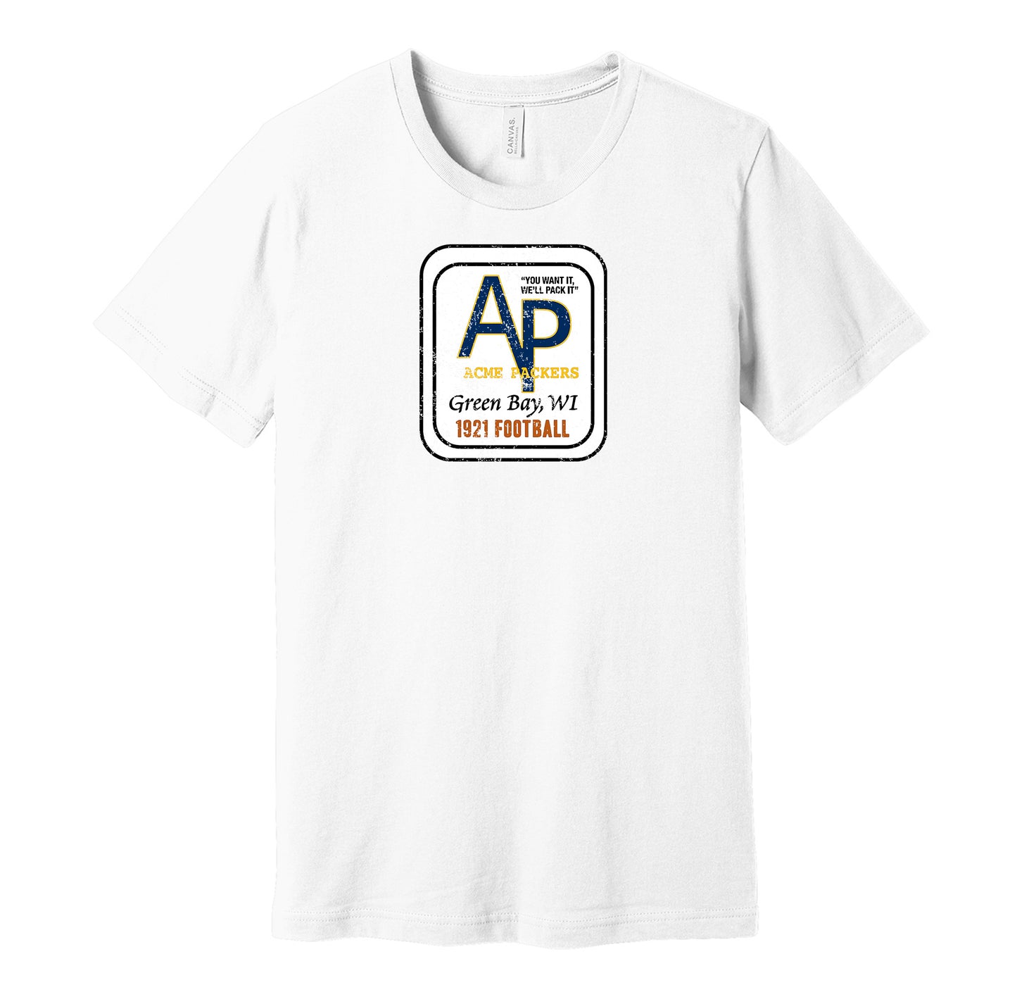 acme packers green bay fan retro vintage distressed white tshirt