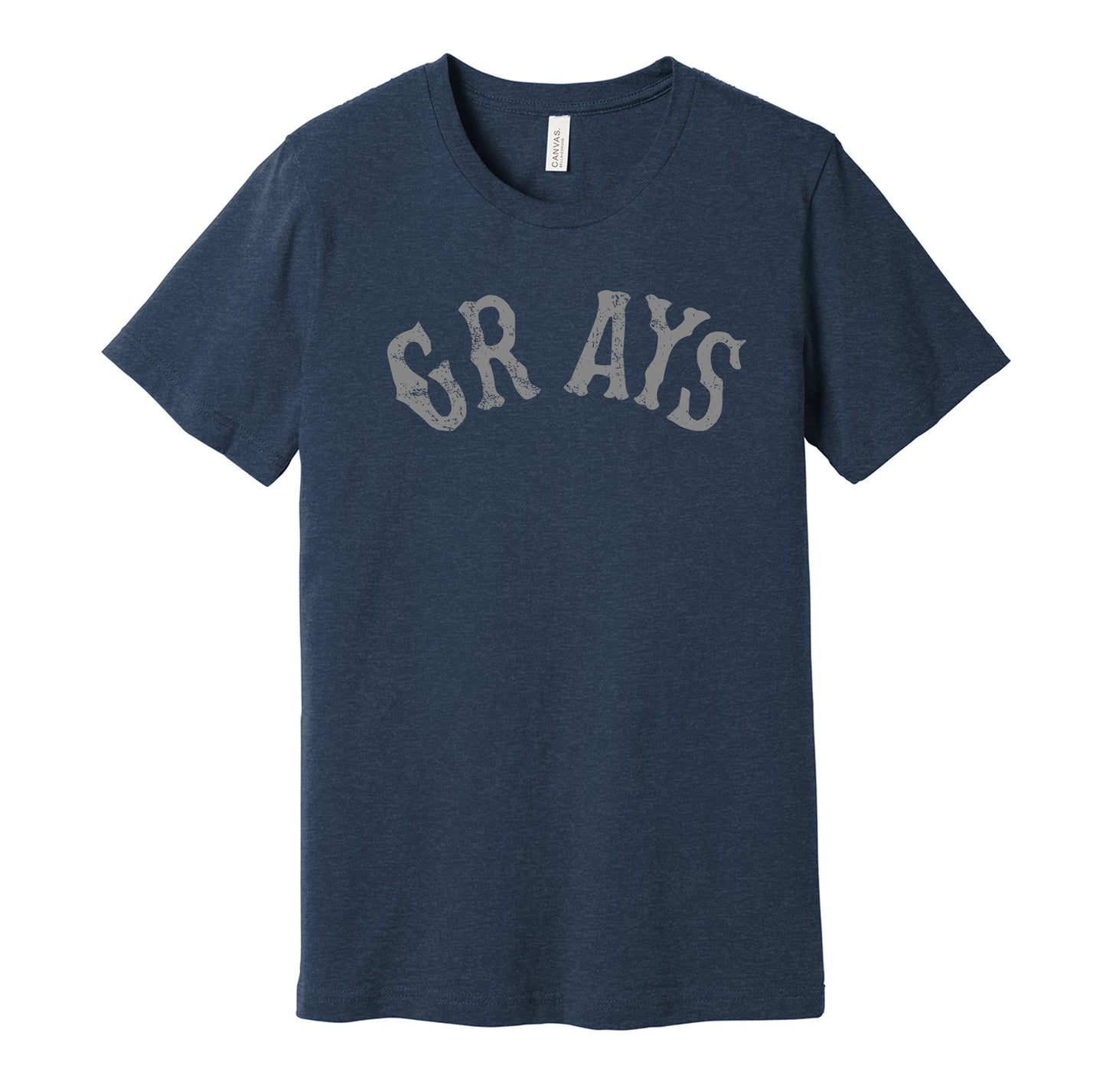 Homestead Grays vintage distressed logo navy t-shirt featuring the classic Negro League baseball team logo in a retro worn style by Hyper Than Hype Shirts.