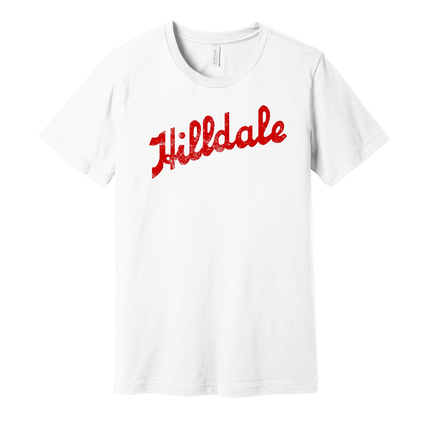 Hilldale Athletic Club vintage distressed logo white t-shirt featuring the classic Negro League baseball team logo in a retro worn style by Hyper Than Hype Shirts.