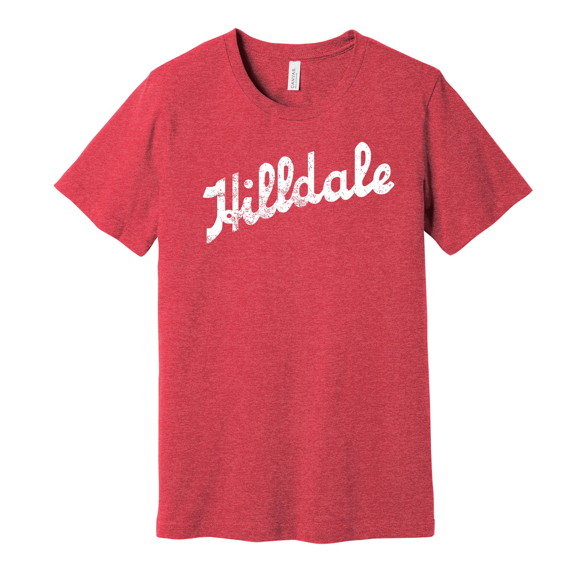Hilldale Athletic Club vintage distressed logo red t-shirt featuring the classic Negro League baseball team logo in a retro worn style by Hyper Than Hype Shirts.