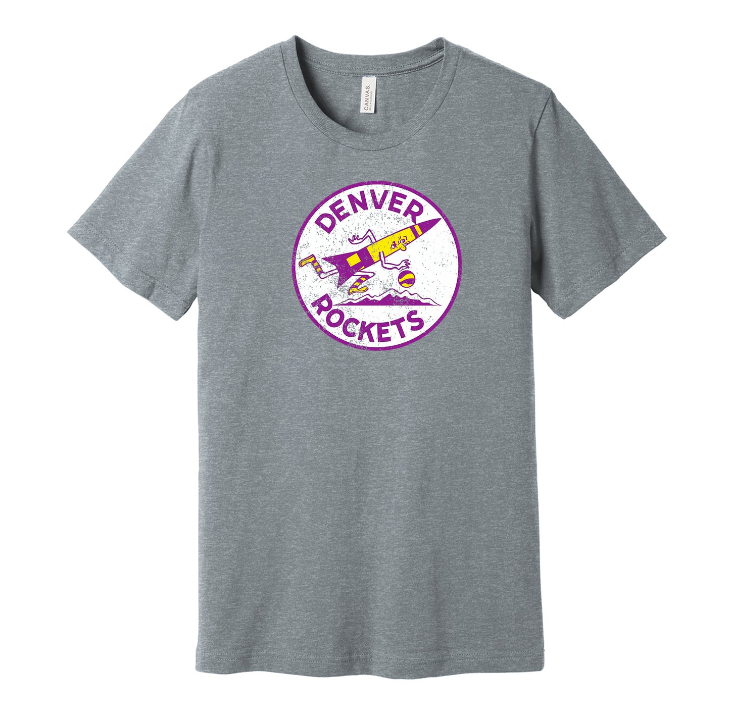 denver rockets nuggets fan retro throwback grey tshirt