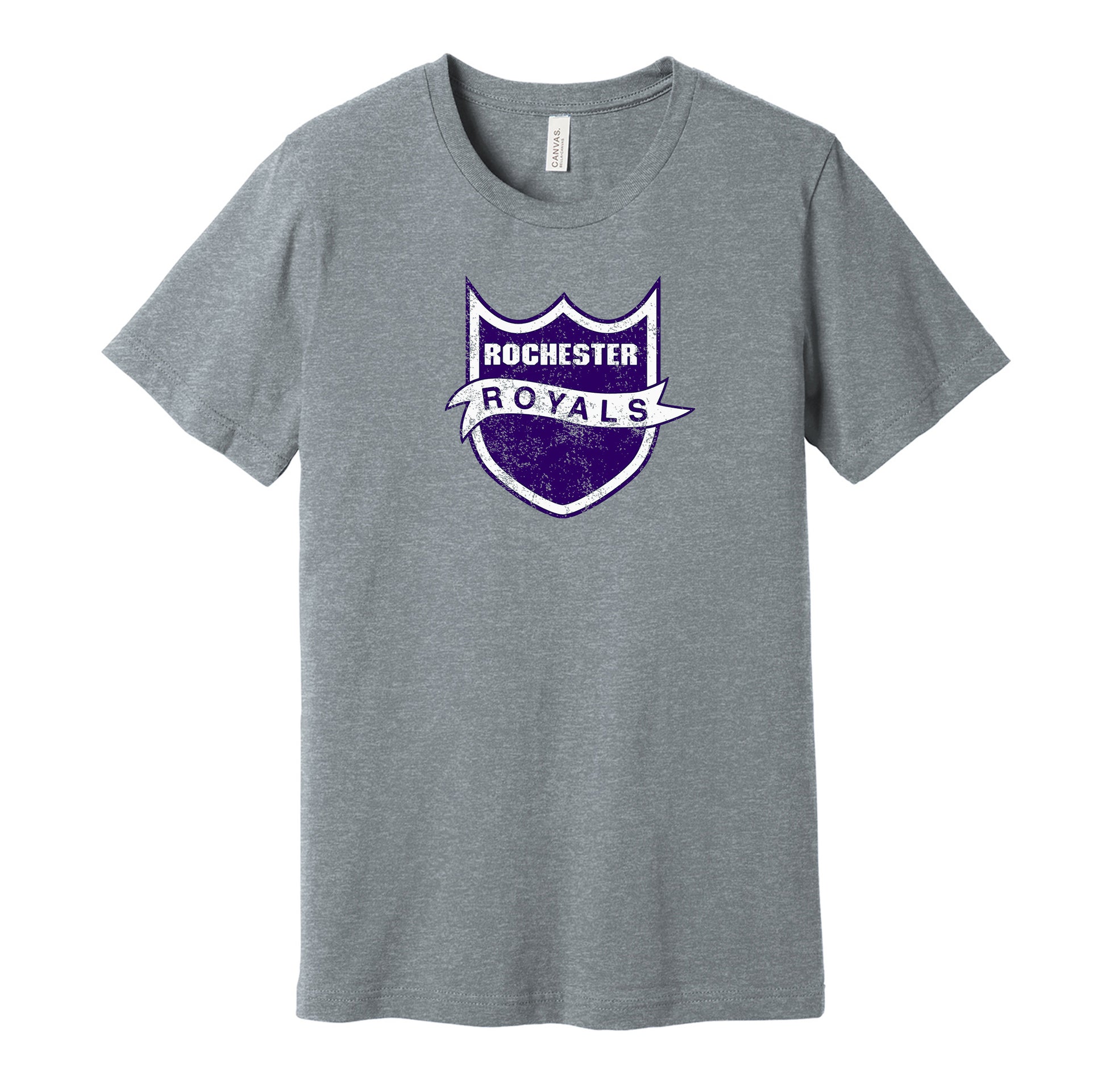 rochester royals distressed logo retro throwback grey tshirt