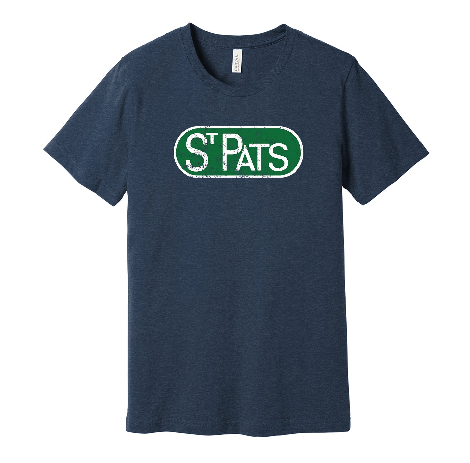 Toronto St. Pats vintage distressed logo navy t-shirt featuring the classic 1920s hockey team logo in a retro worn style by Hyper Than Hype Shirts.