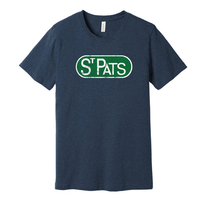 Toronto St. Pats vintage distressed logo navy t-shirt featuring the classic 1920s hockey team logo in a retro worn style by Hyper Than Hype Shirts.