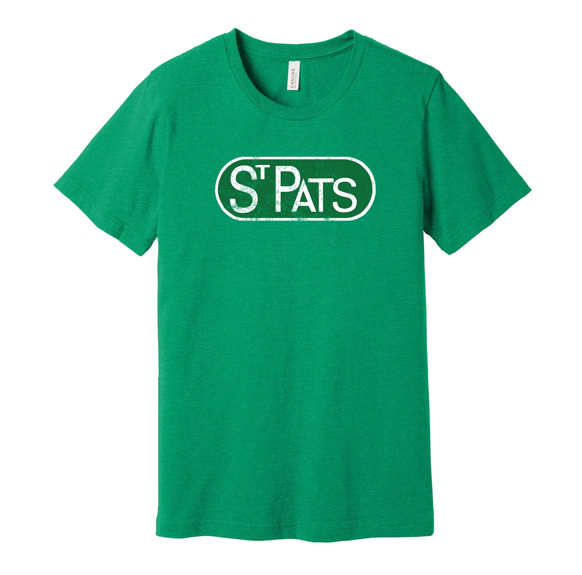 Toronto St. Pats vintage distressed logo green t-shirt featuring the classic 1920s hockey team logo in a retro worn style by Hyper Than Hype Shirts.