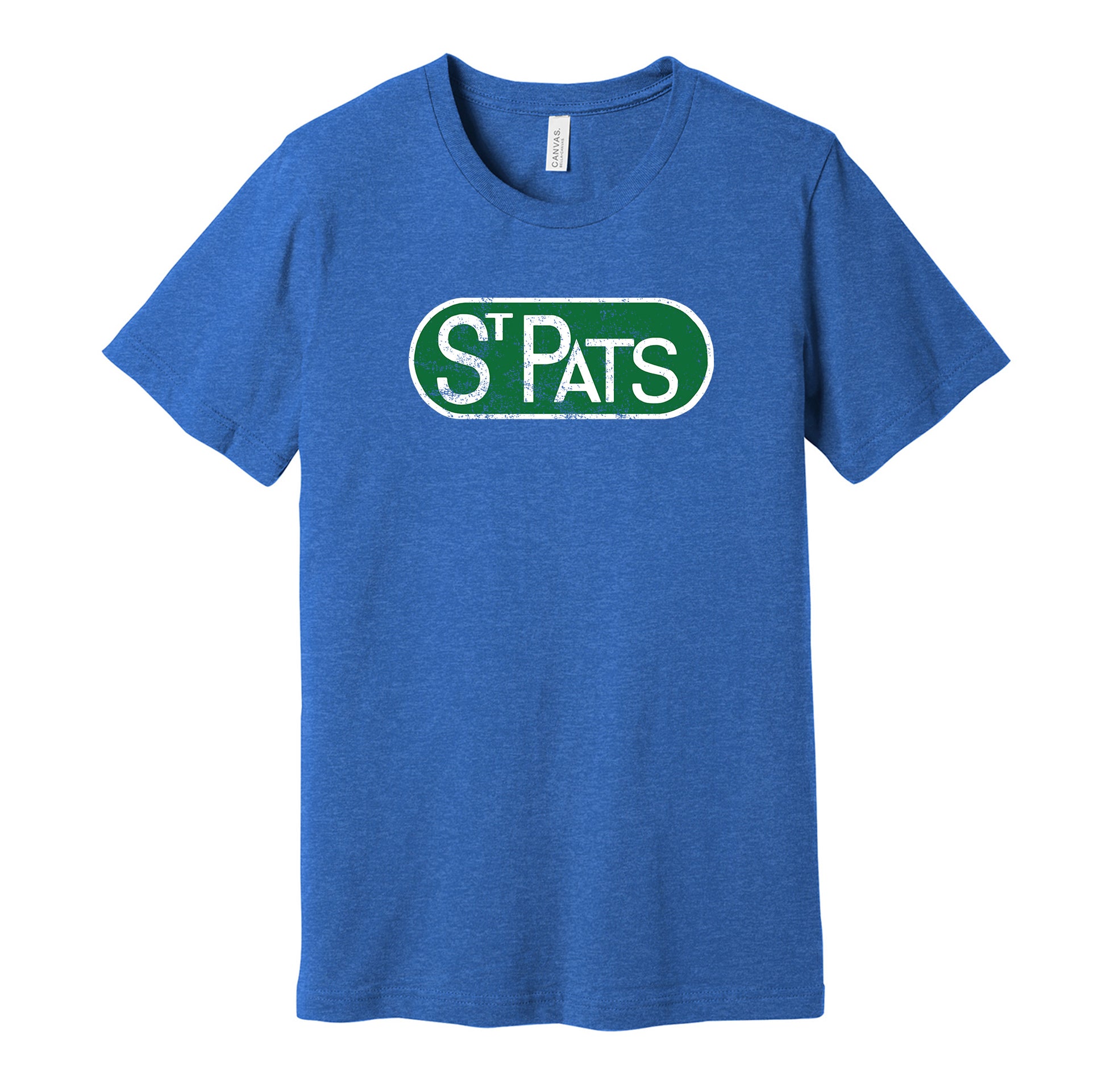 Toronto St. Pats vintage distressed logo blue t-shirt featuring the classic 1920s hockey team logo in a retro worn style by Hyper Than Hype Shirts.