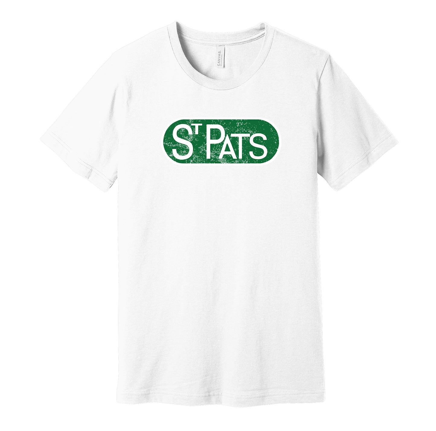 Toronto St. Pats vintage distressed logo white t-shirt featuring the classic 1920s hockey team logo in a retro worn style by Hyper Than Hype Shirts.